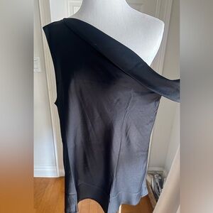 Ann Taylor Black Satin Blouse one should drape sleeve NWT Large